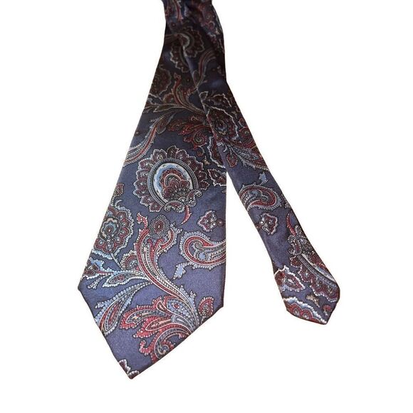 Christian Dior Handmade Navy and Red Abstract Neck Tie - Picture 1 of 5